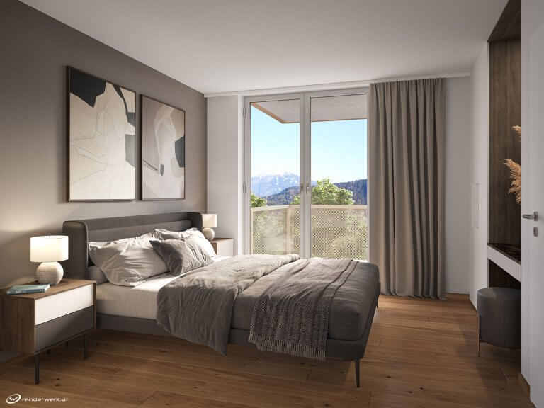 Renderwerk Visualisierung Monochrome Bedroom