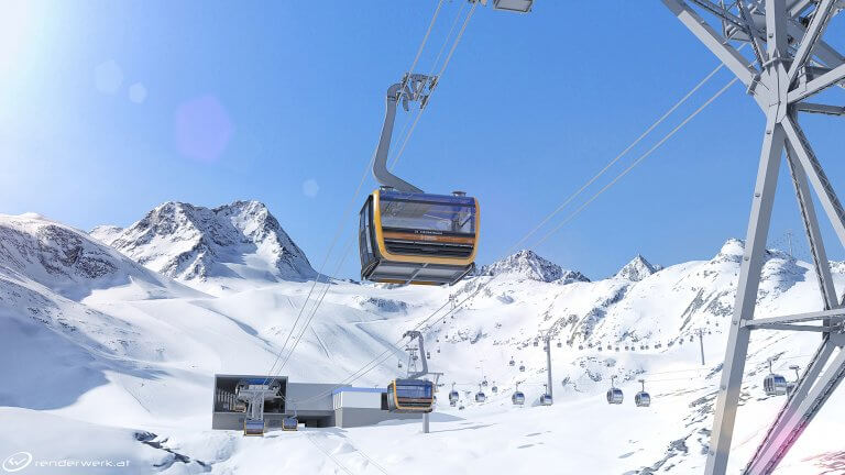 Eisgratbahn Architektur 3D Renreding Stubai Tirol