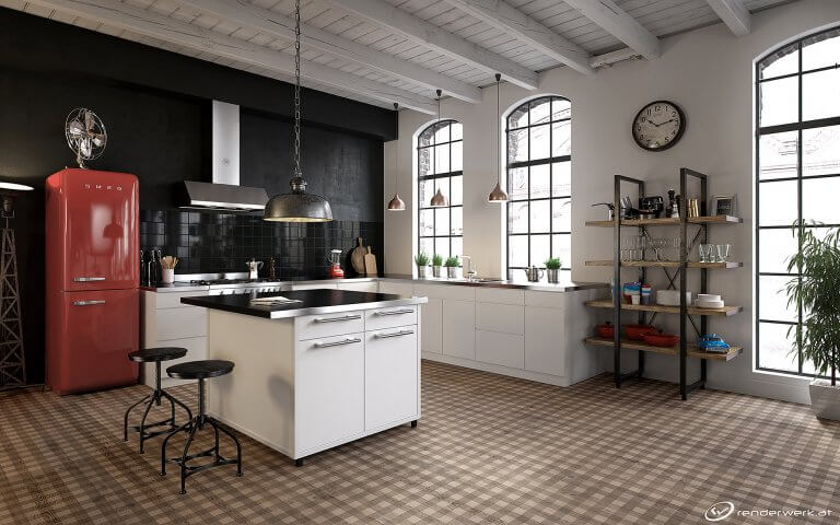 Chicago 3D Produkt Rendering Holzboden Loft