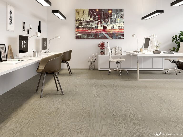 Office 3D Produktrendering Holzboden Büro