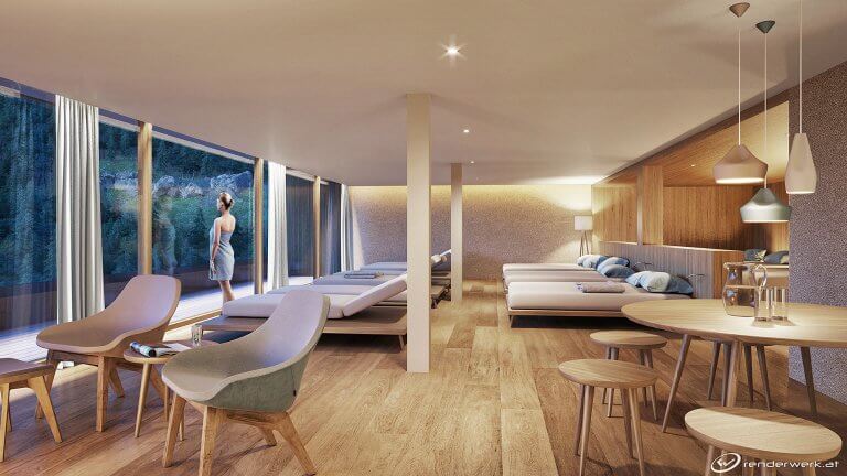 Quiet Room 3d architektur rendering spa wellness hotel ruheraum