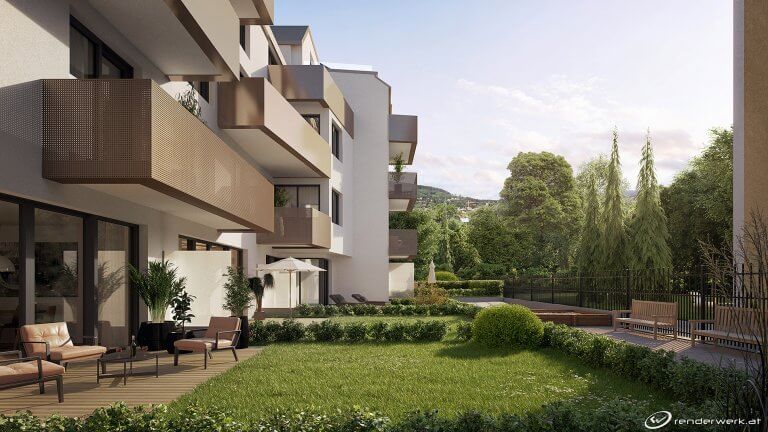 Vienna Gardens Immobilien Rendering 3d Garten