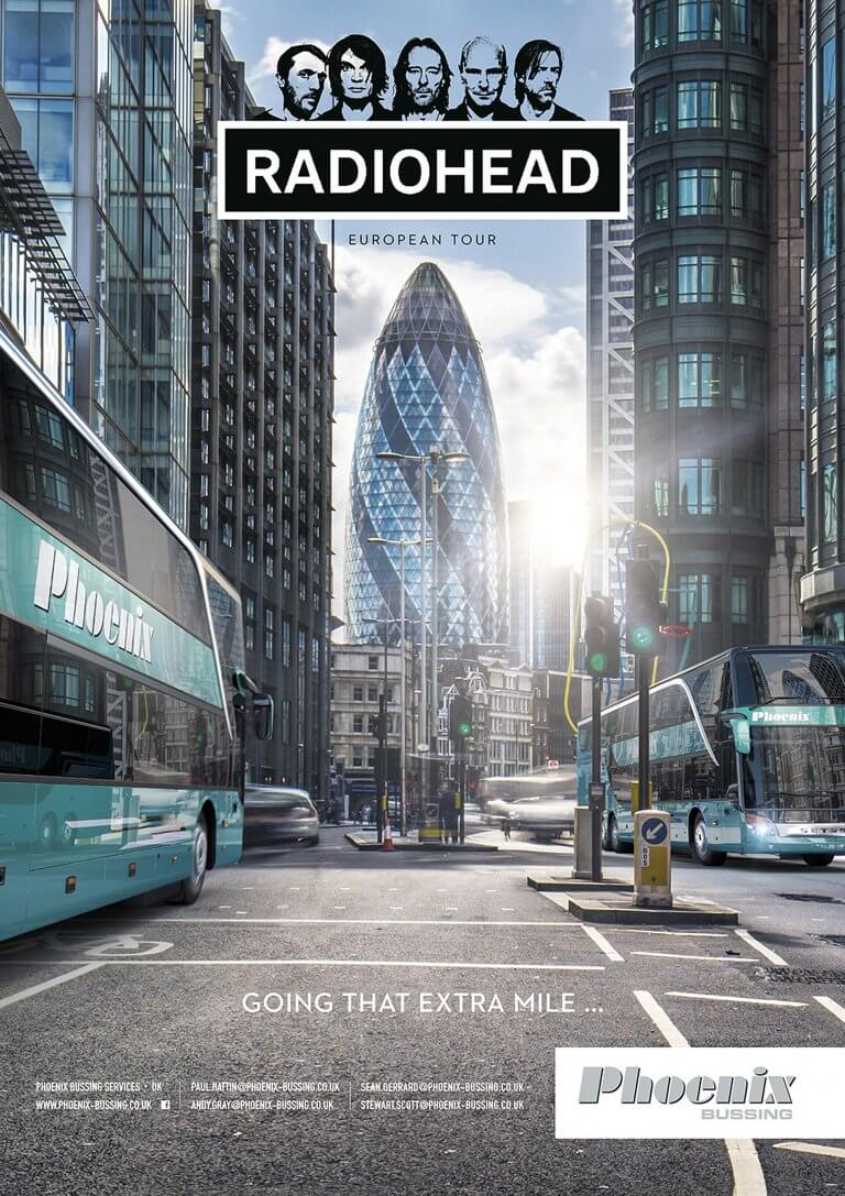 Radiohead Phoenix 3D Produktrendering Tourbus England London