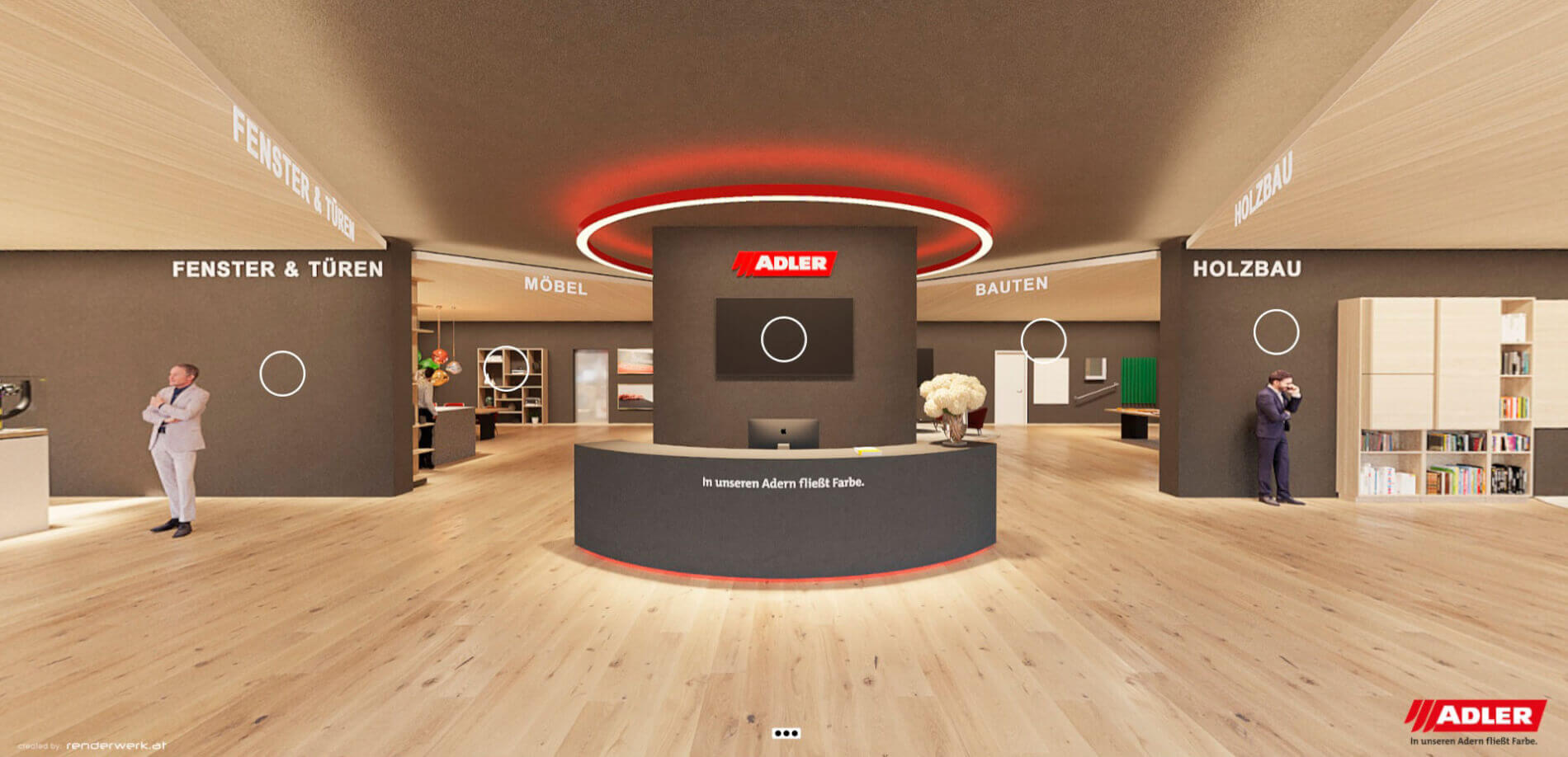 Virtueller Schauraum von Innen der Firma Adler Lacke